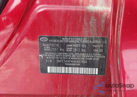 2017 Hyundai Sonata Sport из США, поврежденный, VIN 5NPE34AF4HH487404